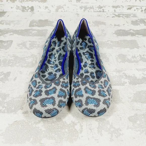 New Rothy's The Flat Grey Spotted Animal Print Knit Ballet Flats W349